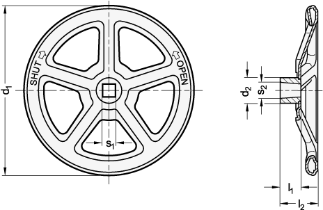 Pressed Steel Handwheels GN 227.7 sketch