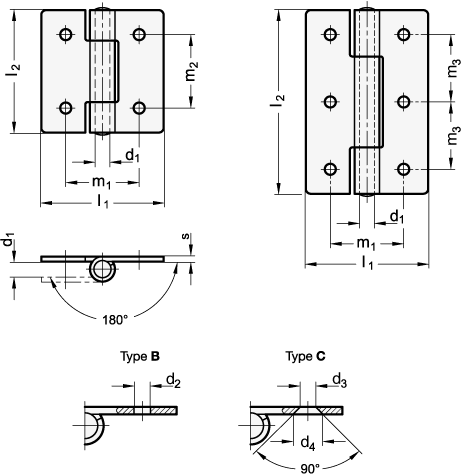 Sheet Metal Hinges GN 136 sketch