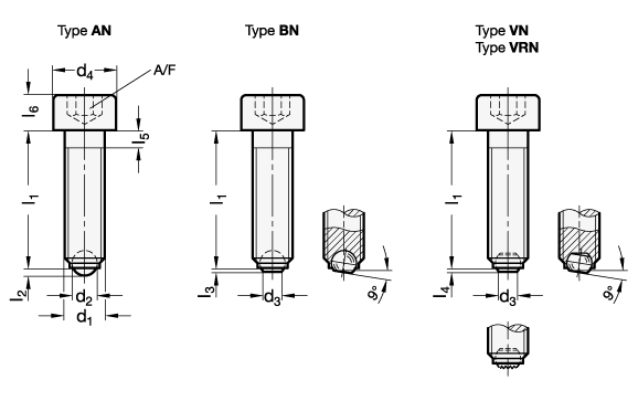 Stainless Steel Ball Point Screws GN 606 sketch