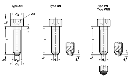 Stainless Steel Ball Point Screws GN 606 sketch