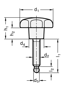 Sterngriffschrauben Gewindestift Edelstahl GN 6336.11 Skizze