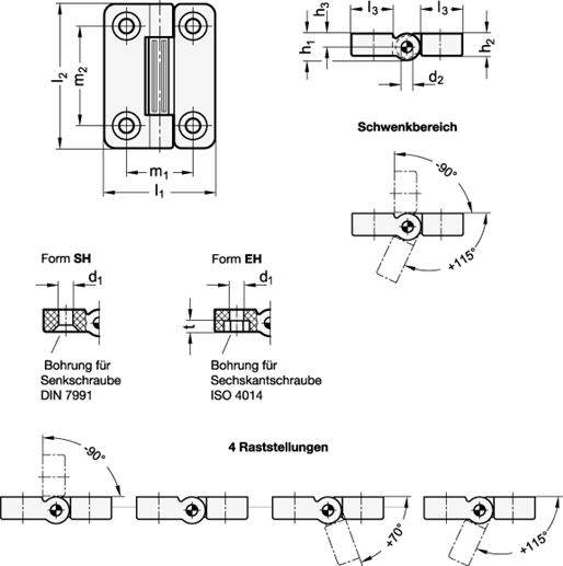 Scharniere GN 222 Skizze