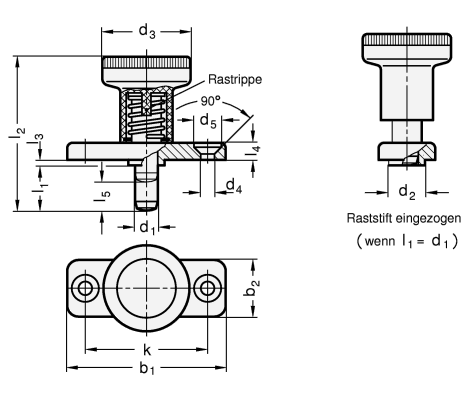 Rastbolzen Raststift Stahl GN 608.1 Skizze