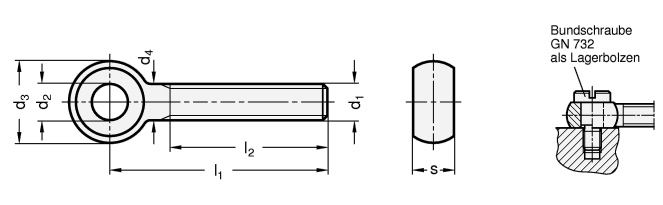 Edelstahl Augenschrauben GN 1524 Skizze