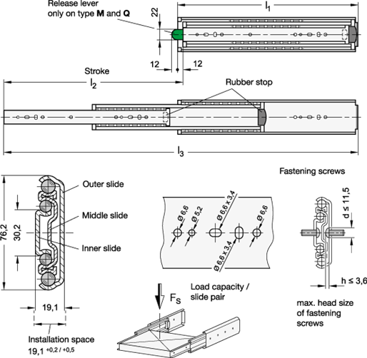 Telescopic Slides GN 1440 sketch