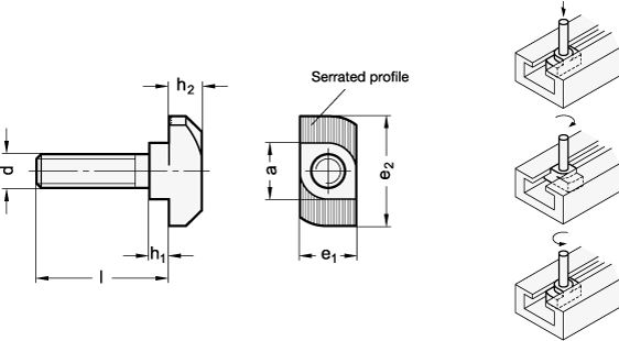T Slot Bolts Steel  zinc plated GN 505.4 sketch