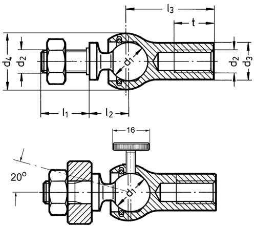 Axialgelenke HA 71802.1 Skizze