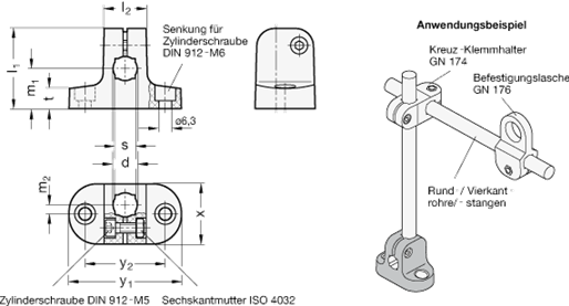 Fuss Klemmhalter GN 175 Skizze