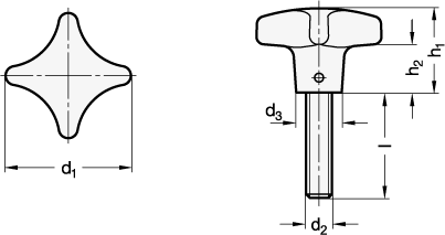 Edelstahl Kreuzgriffschrauben GN 6335.5 Skizze