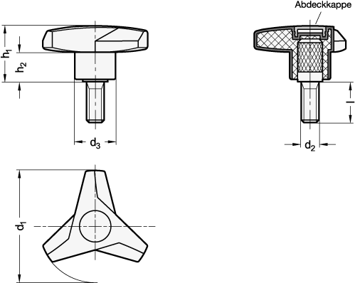 Dreisterngriffschrauben GN 533.6 Skizze